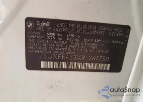 2009 BMW X5 xDrive30I из США, поврежденный, VIN 5UXFE435X9L267750